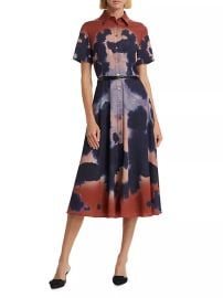 Altuzarra Kiera Inkblot Print Belted Shirtdress in Brick Ladybug at Saks Fifth Avenue