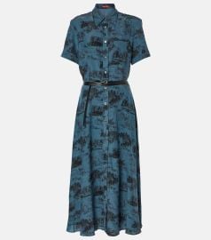 Altuzarra Kiera Print Silk Shirtdress in Steel Blue at Mytheresa