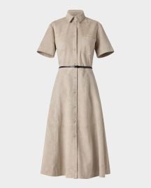 Altuzarra Kiera Suede Fit-Flare Belted Midi Dress at Neiman Marcus