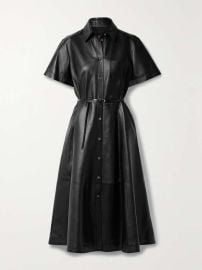 Altuzarra Kiera belted paneled leather midi shirt dress at Net a Porter