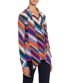 Altuzarra Newberry Chevron-Striped Chiffon Tie-Neck Blouse at Neiman Marcus