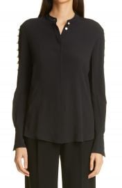 Altuzarra Oleana Imitation Pearl Button Sleeve Blouse   Nordstrom at Nordstrom