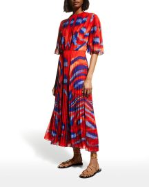 Altuzarra Pleated Georgette Dress w Front Slit at Neiman Marcus