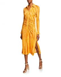 Altuzarra Ruched Gingham Long-Sleeve Shirtdress at Neiman Marcus