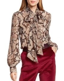 Altuzarra for Target Women's Blouse Size L Snake Skin Print Bow Tie Top 2014 at eBay