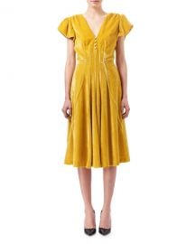 AltuzarraCamilla Cap-Sleeve Velvet Midi Dress at Neiman Marcus