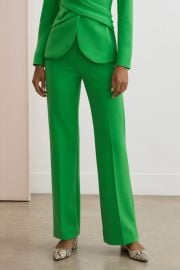 Alzira Straight Flared Trousers Vivid Green Stretch Crepe - Welcome to the Fold LTD at The Fold London