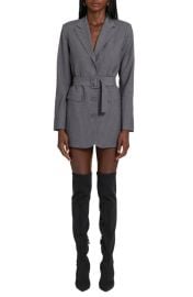 Amanda Uprichard Meritt Pinstripe Long Sleeve Belted Blazer Minidress at Nordstrom