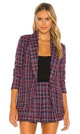 Amanda Uprichard Shawl Collar Blazer in Navy Multi from Revolve com at Revolve