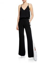 Amanda Uprichard Side-Stripe Sleeveless Track Jumpsuit at Neiman Marcus