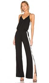 Amanda Uprichard Track Jumpsuit in Black  amp  Ivory from Revolve com at Revolve