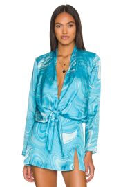 Amanda Uprichard X Revolve Laurie Top In Teal Swirl at Revolve