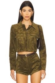 Amanda Uprichard X Revolve Lucas Suede Jacket In Olive Green at Revolve