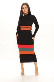 Amazing Grace Sweater Midi Dress - Blackcombo Fashion Nova Dresses Fashion Nova at Fashion Nova