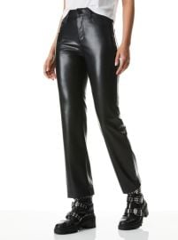 Amazing Vegan Leather Boyfriend Pant In Black Alice And Olivia at Alice + Olivia