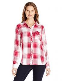 Amazon com  Rails Women  39 s Hunter Plaid Button-Front Shirt with Pocket  Clothing at Amazon