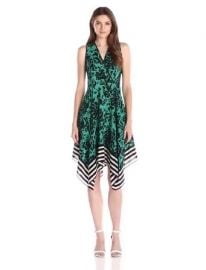 Amazon com  Shoshanna Women  39 s Floral with Stripe Border Emmy Dress  Jade Multi  8  Clothing at Amazon