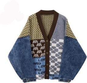 Patchwork Knitted Cardigan at Grailed
