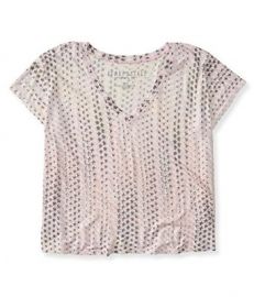 Amazoncom Aeropostale Womenand39s Stars Crop Boxy V-Neck Tee Shirt Clothing at Amazon