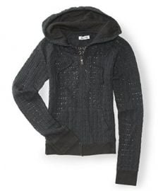 Amazoncom Aeropostale Womens Crochet Full Zip Hoodie Sweatshirt 079 Xs Clothing at Amazon