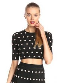 Amazoncom BCBGMAXAZRIA Womenand39s Aryen Polka Dot Crop Top at Amazon