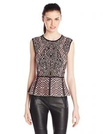 Amazoncom BCBGMAXAZRIA Womenand39s Collette Jacquard Peplum Top Clothing at Amazon