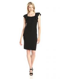 Amazoncom BCBGMAXAZRIA Womenand39s Cristin Flutter-Sleeve Sheath Dress Clothing at Amazon