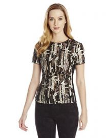 Amazoncom BCBGMAXAZRIA Womenand39s Larson Brushstroke Sequin Top Clothing at Amazon