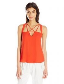 Amazoncom BCBGMAXAZRIA Womenand39s Raelyn Open Neck Woven Top Clothing at Amazon