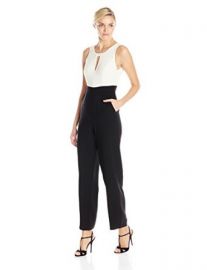 Amazoncom BCBGeneration Womenand39s Two-Tone Wide-Leg Jumpsuit Clothing at Amazon