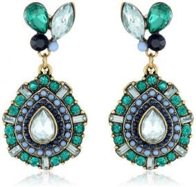 Amazoncom Betsey Johnson Womenand39s Summer Stone Blast Stone Drop Earrings BlackWhite Drop Earrings Jewelry in blue at Amazon