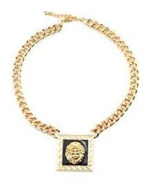 Amazoncom Black Accent Square Lion Head Pendant 16andquot Gold Tone Link Chain Necklace INC3019G Clothing at Amazon