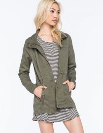 Amazoncom FULL TILT Hooded Twill Womens Anorak Jacket Clothing in Green at Amazon