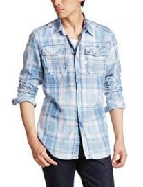 Amazoncom G-Star Raw Menand39s Landoh Longsleeve Button-Up Shirt In Indigo Heap Check Rinsed Clothing at Amazon