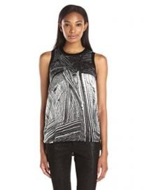 Amazoncom Helmut Lang Womenand39s Method Print Silk Hi-Lo Sleeveless Top Clothing at Amazon