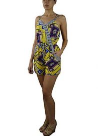 Amazoncom LnLClothing Abstract Print Surplice Romper ID20660-YL21-D1-10 Clothing at Amazon