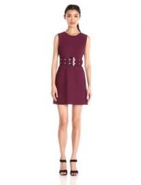 Amazoncom Milly Womenand39s Sleeveless Belted Mini Dress Burgundy 10 Clothing at Amazon