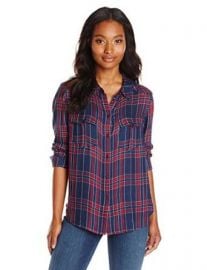 Amazoncom PAIGE Womenand39s Mya Shirt In Benson Dark Ink Blue and Red Plaid Clothing at Amazon