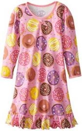 Amazoncom Saras Prints Little Girlsand39 Cotton Puffed Sleeve Gown Donuts Pink Clothing at Amazon