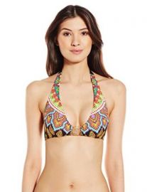 Amazoncom Trina Turk Womenand39s Moroccan Medallion Buckle-Front Halter Bikini Top Trina Turk Clothing at Amazon