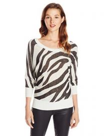 Amazoncom XOXO Juniors Zebra Button Back Pullover Sweater Ivory Medium Clothing at Amazon