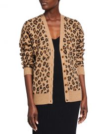 Amelia Cheetah-Print Cashmere Cardigan at Neiman Marcus