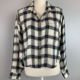 American Eagle Cropped Button Down Long Sleeve Plaid Shirt Womenaposs Size M eBay at eBay