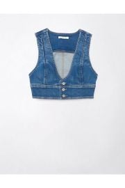 American Eagle Cropped Denim Bra Vest at American Eagle