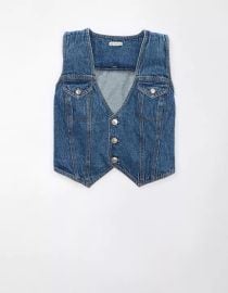 American Eagle Cropped Denim Bra Vest at American Eagle