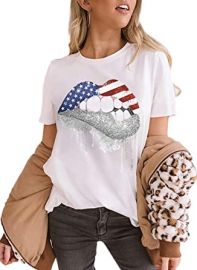 American Flag Lips Print Tee at Amazon at Amazon