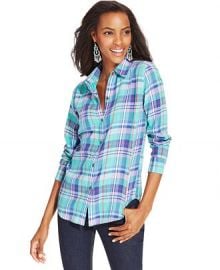 American Living Plaid Button-Front Shirt at Macys