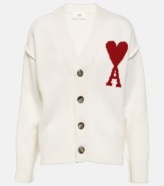 Ami De Coeur intarsia wool cardigan in white - Ami Paris at Mytheresa