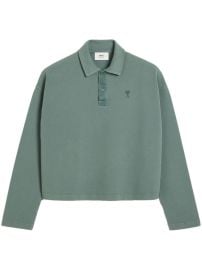 Ami Paris Ami de Coeur Cropped Polo in Organic Cotton Piqu Antique Clay at Farfetch