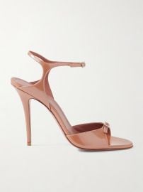 Amina Muaddi Adut crystal embellished buckled patent leather sandals at Net a Porter